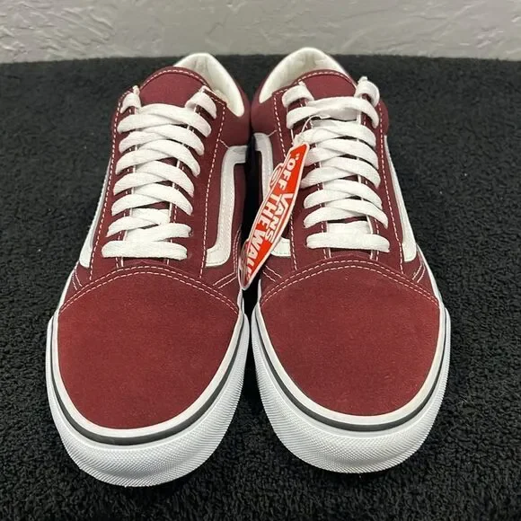🔥🔥 VANS OLD SKOOL Burgundy Suede Lace-Up Skateboard Sneakers Men Sz 9 - NEW
